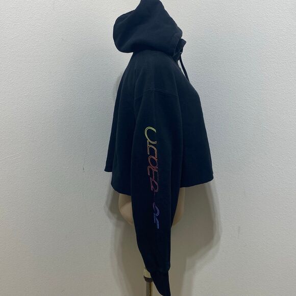 Champion Black Reverse Weave Sleeve Script Cropped Hoodie Women's Size XXL - Picture 5 of 9